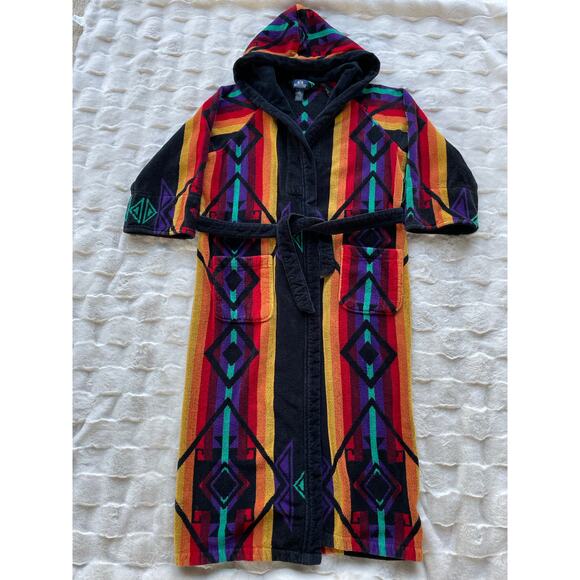 🔥Vintage STAFFORD 100% Cotton Aztec Tribal Southeastern Bathrobe Mens One Size - Picture 1 of 16